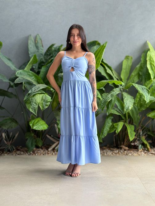Vestido Midi Flavia AZUL BEBE - LOJA TUTTI FRUTTI