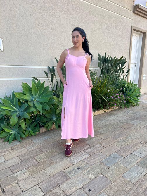 Vestido Midi Alane ROSA CLARO - LOJA TUTTI FRUTTI