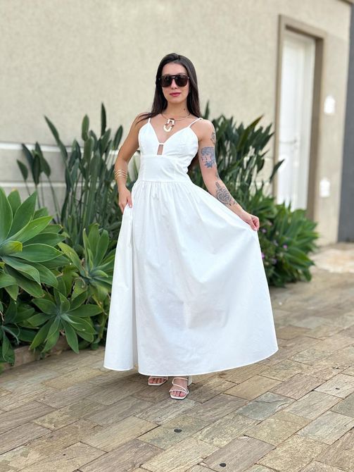 Vestido Midi Barbara OFF WHITE - LOJA TUTTI FRUTTI