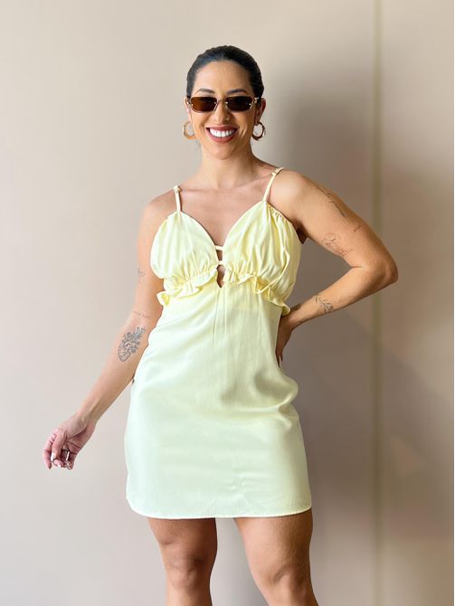 Vestido Curto Evelin AMARELO - LOJA TUTTI FRUTTI