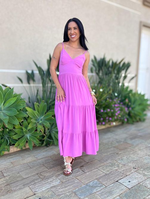 Vestido Midi Gabriela ROSA - LOJA TUTTI FRUTTI