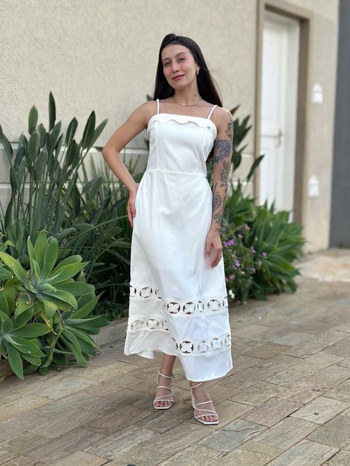Vestido Midi Selena CREME - LOJA TUTTI FRUTTI