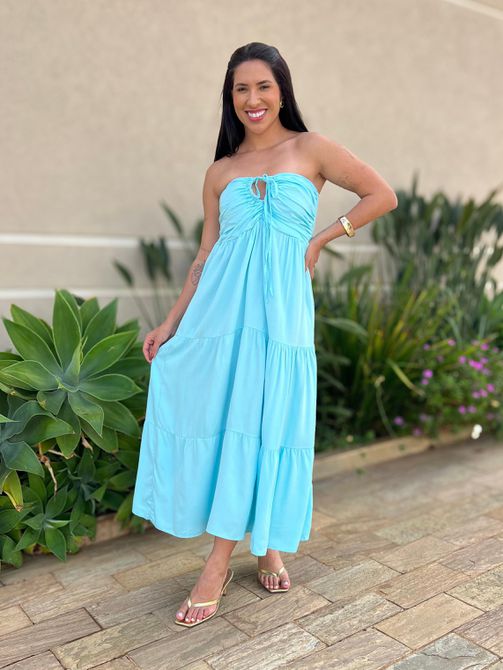 Vestido Midi Monica AZUL BEBE - LOJA TUTTI FRUTTI