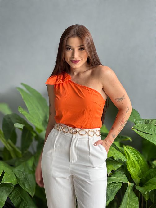 Blusa Nula Manga Poli LARANJA - LOJA TUTTI FRUTTI