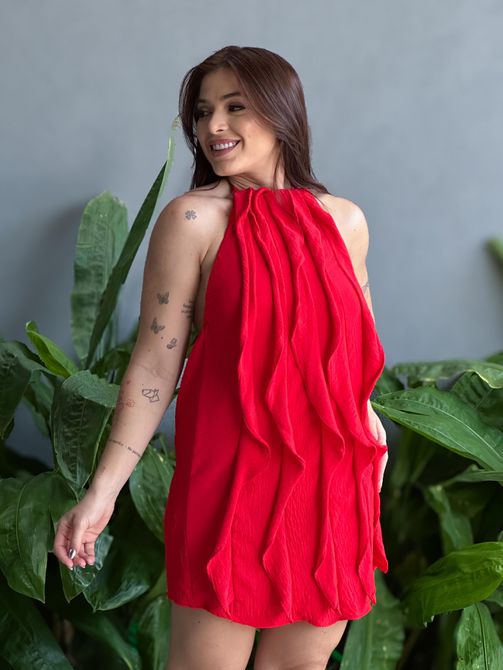 Vestido Babados Aniele VERMELHO - LOJA TUTTI FRUTTI