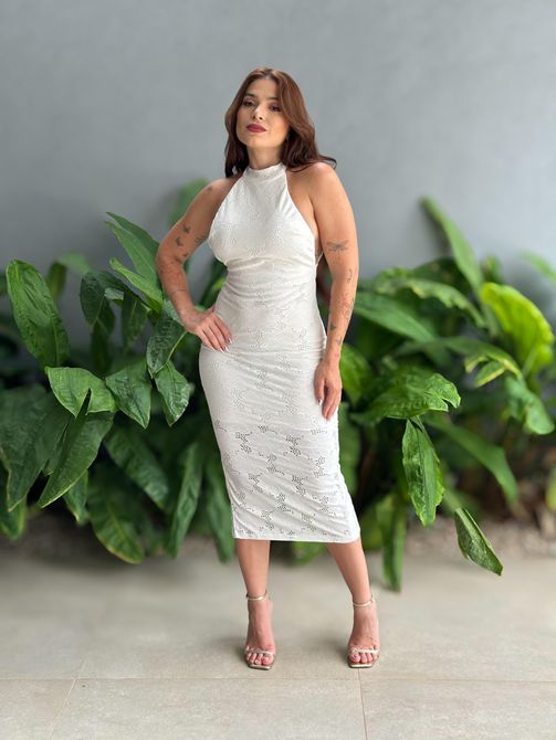 Vestido Midi Joaquina OFF WHITE - LOJA TUTTI FRUTTI