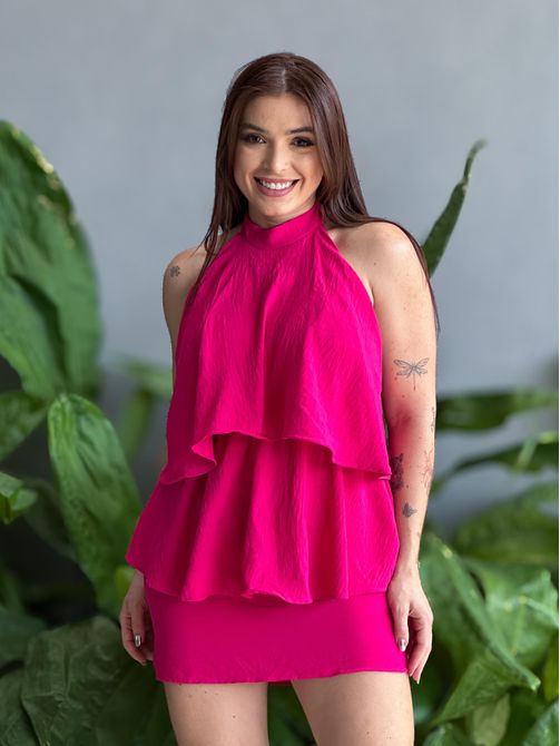 Vestido Babados Lavinia ROSA PINK - LOJA TUTTI FRUTTI