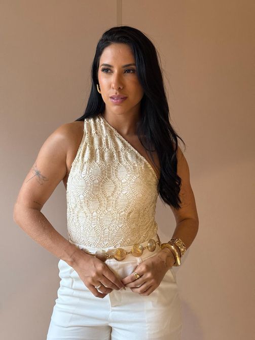 Body Nula Manga em Renda CREME - LOJA TUTTI FRUTTI