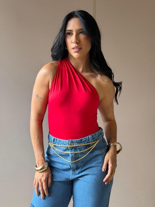 Body Nula Manga em Poliamida VERMELHO - LOJA TUTTI FRUTTI