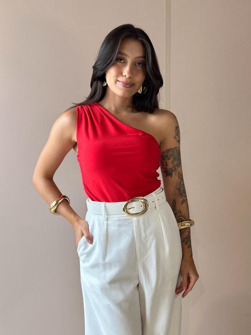 Cropped Alongado Nula Manga VERMELHO - LOJA TUTTI FRUTTI