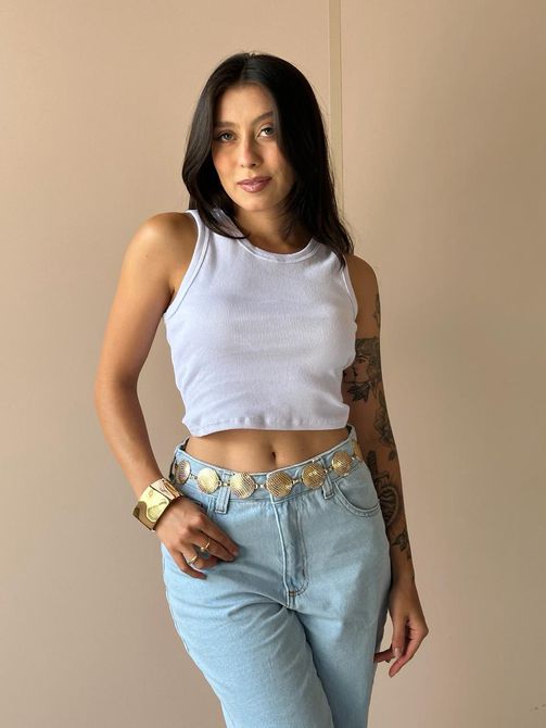 Cropped Regata Nadia BRANCO - LOJA TUTTI FRUTTI