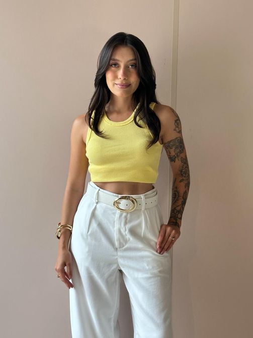 Cropped Regata Nadia AMARELO - LOJA TUTTI FRUTTI
