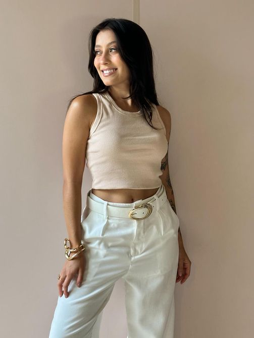 Cropped Regata Nadia BEGE - LOJA TUTTI FRUTTI