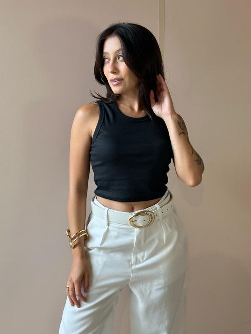 Cropped Regata Nadia PRETO - LOJA TUTTI FRUTTI