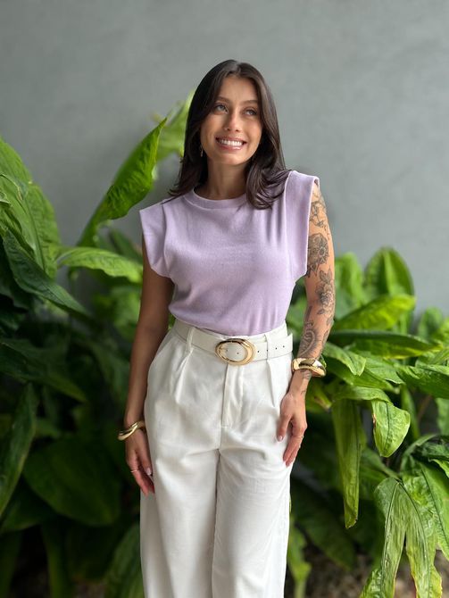 Blusa Muscle Tee em Malha Ribana LILÁS - LOJA TUTTI FRUTTI