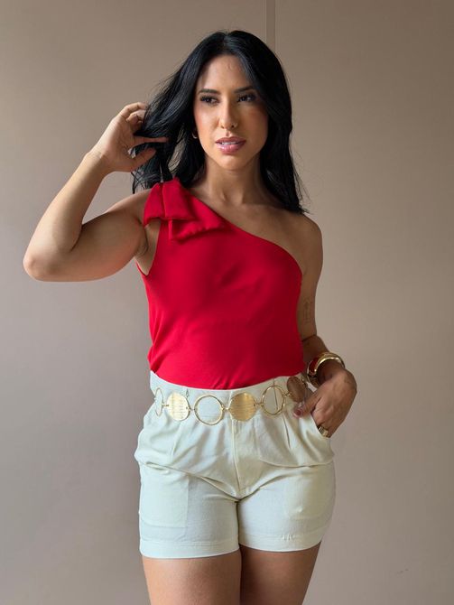 Blusa Nula Manga Pilar VERMELHA - LOJA TUTTI FRUTTI