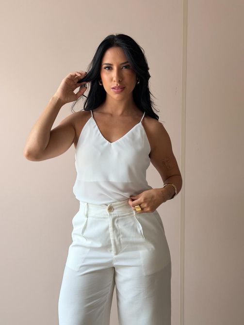 Regata Alças de Brilho OFF WHITE - LOJA TUTTI FRUTTI