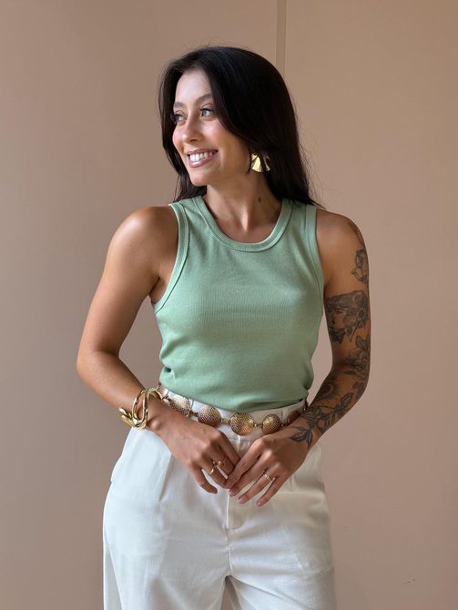 Blusa Regata Catia VERDE MENTA - LOJA TUTTI FRUTTI