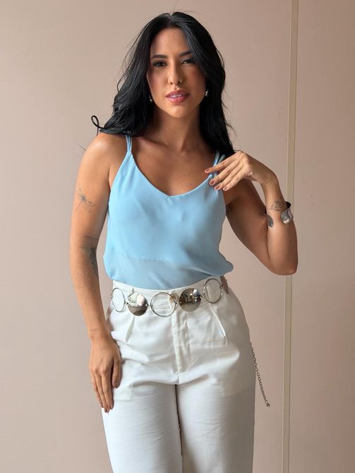 Regata Alças Finas Melina AZUL CLARO - LOJA TUTTI FRUTTI