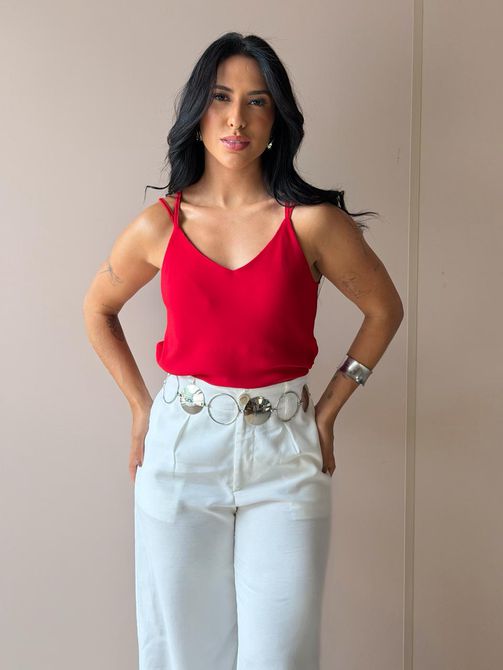 Regata Alças Finas Melina VERMELHA - LOJA TUTTI FRUTTI