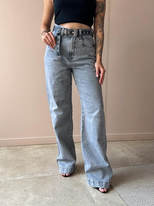 Calça Wide Leg Jeans Carmen 2417 LAVAGEM ESTONADA - LOJA TUTTI FRUTTI