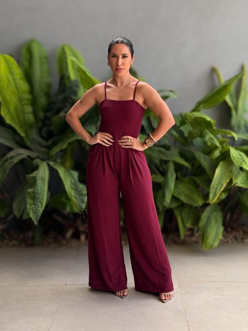 Macacão Longo Lidiane VINHO - LOJA TUTTI FRUTTI