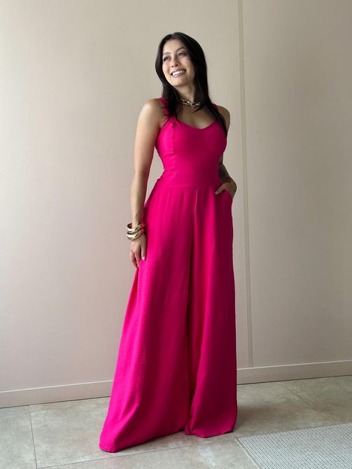 Macacão Longo Natália ROSA PINK - LOJA TUTTI FRUTTI