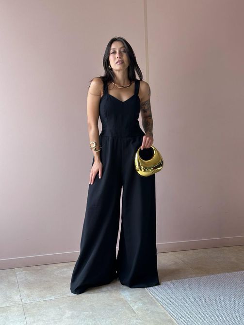 Macacão Longo Natália PRETO - LOJA TUTTI FRUTTI