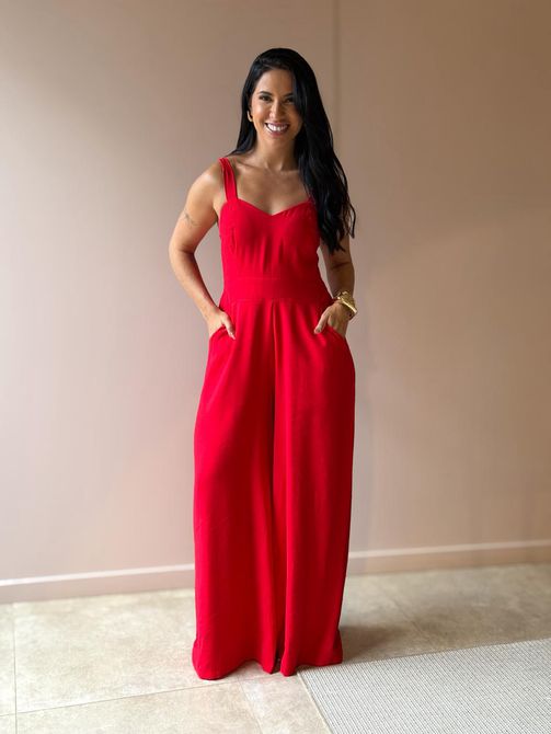 Macacão Longo Natália VERMELHO - LOJA TUTTI FRUTTI