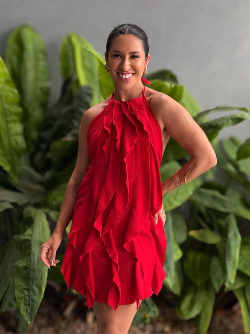 Vestido Babados Aniele VERMELHO - LOJA TUTTI FRUTTI