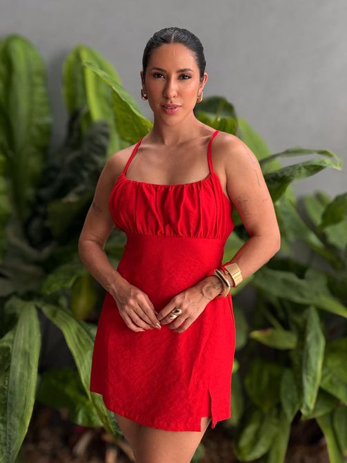 Macaquinho Celeste VERMELHO - LOJA TUTTI FRUTTI