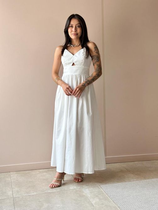 Vestido Midi Madalena OFF WHITE - LOJA TUTTI FRUTTI