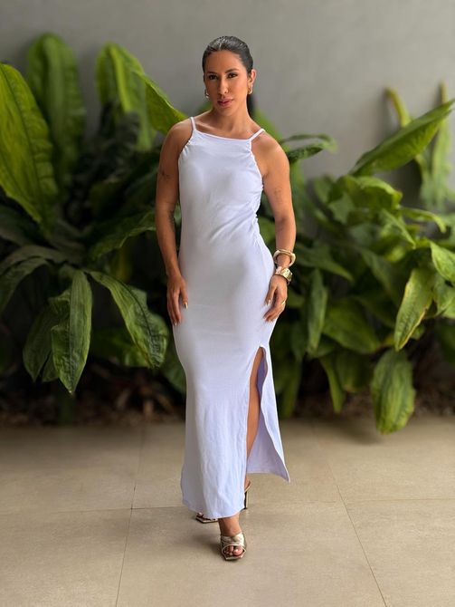 Vestido Longo Costas Nua BRANCO - LOJA TUTTI FRUTTI