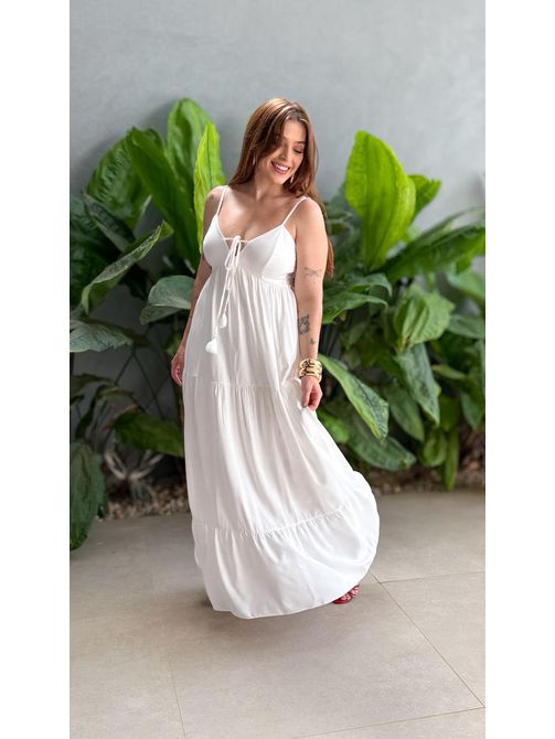 Vestido Longo Gleice OFF WHITE - LOJA TUTTI FRUTTI