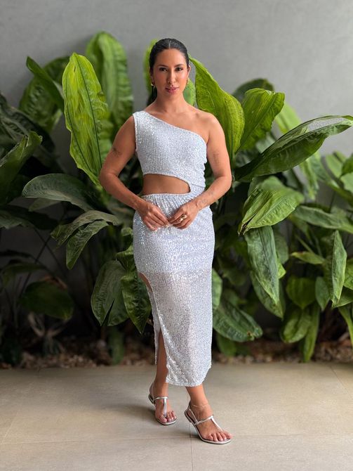 Vestido midi Paete Ludi BRANCO - LOJA TUTTI FRUTTI