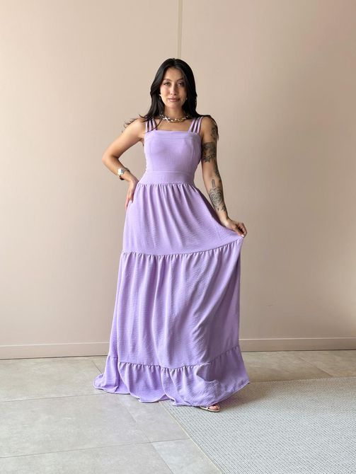 Vestido Longo Rosalia LILAS - LOJA TUTTI FRUTTI