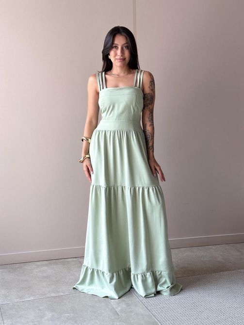 Vestido Longo Rosalia VERDE MENTA - LOJA TUTTI FRUTTI