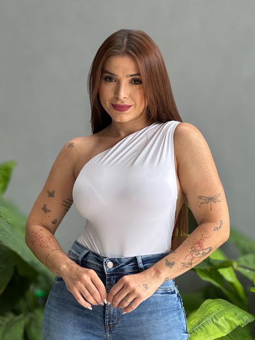 Body Nula Manga em Poliamida BRANCO - LOJA TUTTI FRUTTI