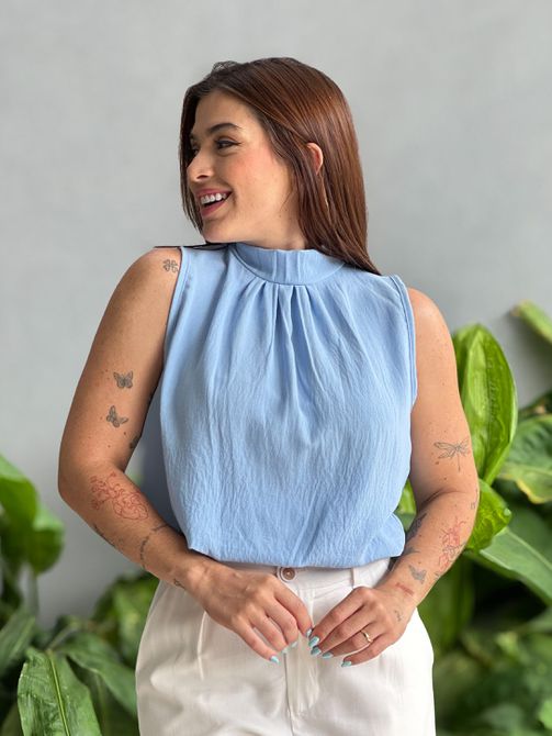 Blusa Geise Cavada AZUL BEBE - LOJA TUTTI FRUTTI