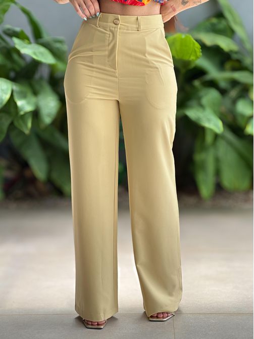 Calça Pantalona Taila em Alfaiataria AMARELO - LOJA TUTTI FRUTTI