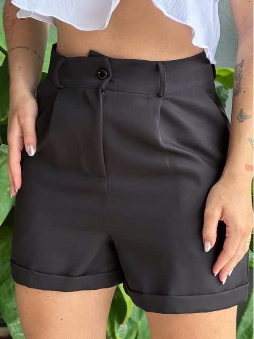 Shorts Alfaiataria Analia Barra Dobrada PRETO - LOJA TUTTI FRUTTI