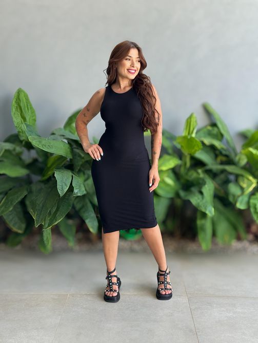 Vestido Midi Sol PRETO - LOJA TUTTI FRUTTI