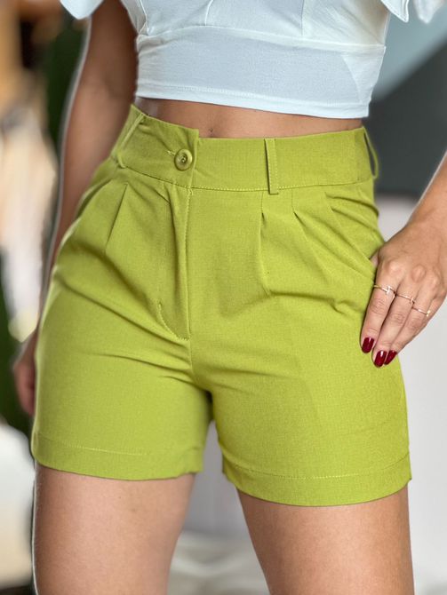 Shorts Raissa em Liocel VERDE OLIVA - LOJA TUTTI FRUTTI