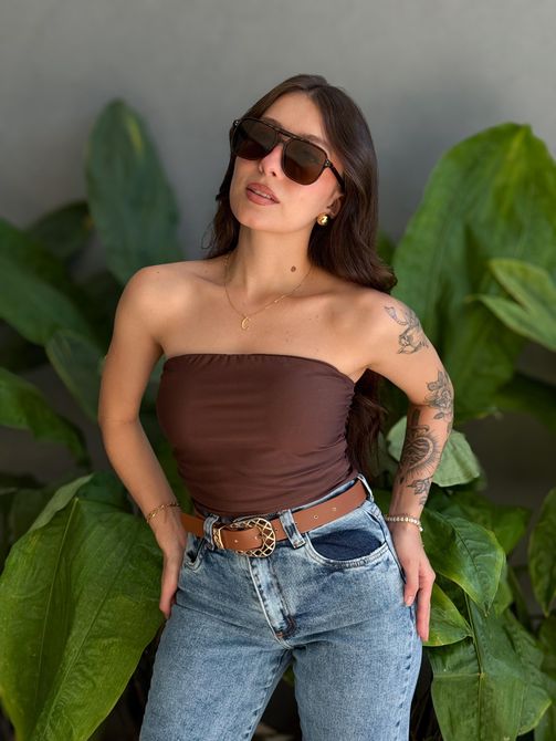 Cropped Tube Top MARROM - LOJA TUTTI FRUTTI