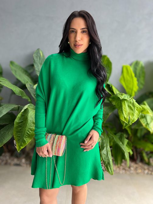 Poncho em Tricot VERDE BANDEIRA - LOJA TUTTI FRUTTI
