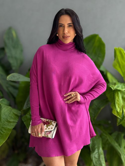 Poncho em Tricot ROSA PINK - LOJA TUTTI FRUTTI