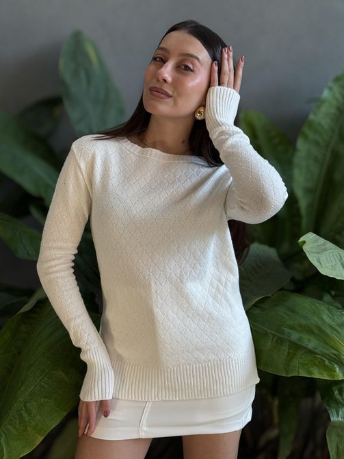 Tricot Agnes Manga Longa OFF WHITE - LOJA TUTTI FRUTTI