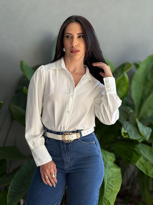 Camisa Lidia Manga Longa OFF WHITE - LOJA TUTTI FRUTTI