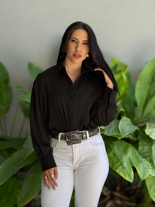 Camisa Lidia Manga Longa PRETO - LOJA TUTTI FRUTTI