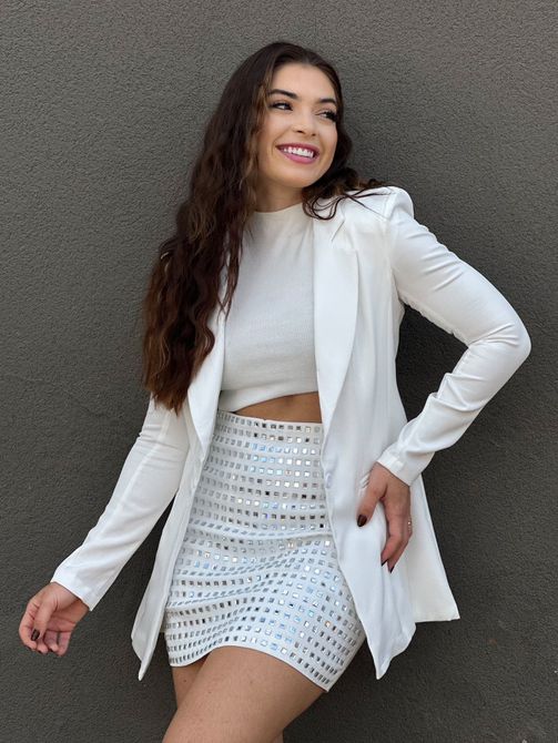 Maxi blazer alfaiataria OFF WHITE - LOJA TUTTI FRUTTI